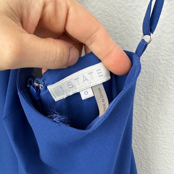 1.State Blue Wide Leg Palazzo Jumpsuit Size 0 - Picture 4 of 10